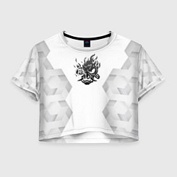 Футболка 3D укороченная женская Cyberpunk 2077 white poly, цвет: 3D-принт