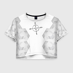 Футболка 3D укороченная женская Megadeth white poly, цвет: 3D-принт