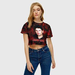 Футболка 3D укороченная женская Сектор газа фото Юрий Хой, цвет: 3D-принт — фото 2