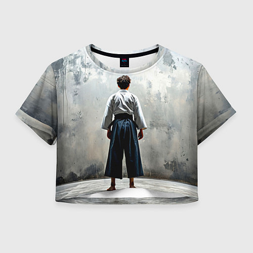 Женский топ Боец айкидо на сером / 3D-принт – фото 1