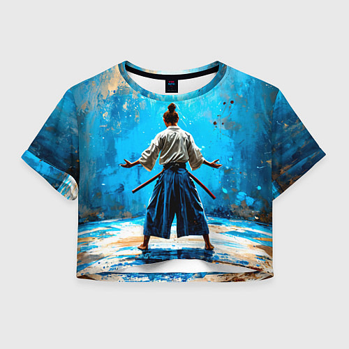 Женский топ Боец айкидо на синем / 3D-принт – фото 1