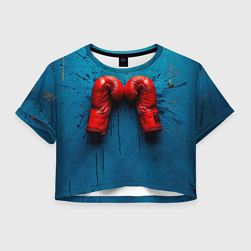 Женский топ Бойцовские перчатки на синем / 3D-принт – фото 1