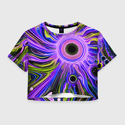 Женский топ Абстрактный неоновый космос - чёрная дыра / 3D-принт – фото 1