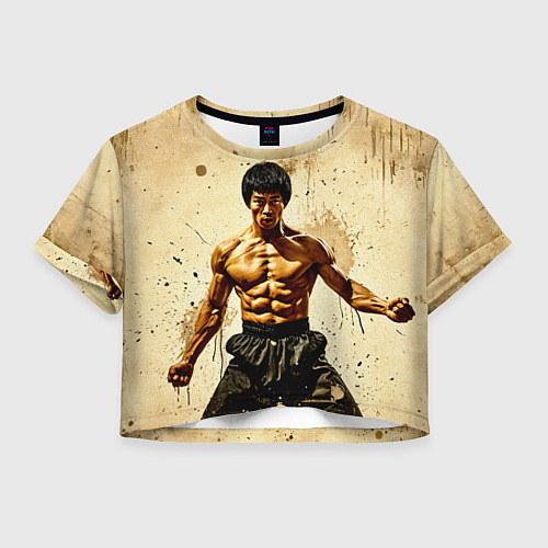 Женский топ Брюс Ли на бежевом / 3D-принт – фото 1