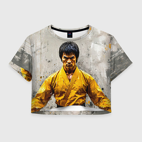 Женский топ Брюс Ли на сером / 3D-принт – фото 1