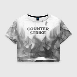 Футболка 3D укороченная женская Counter Strike - white gradient посередине, цвет: 3D-принт