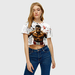 Футболка 3D укороченная женская Мухаммед Али на белом, цвет: 3D-принт — фото 2