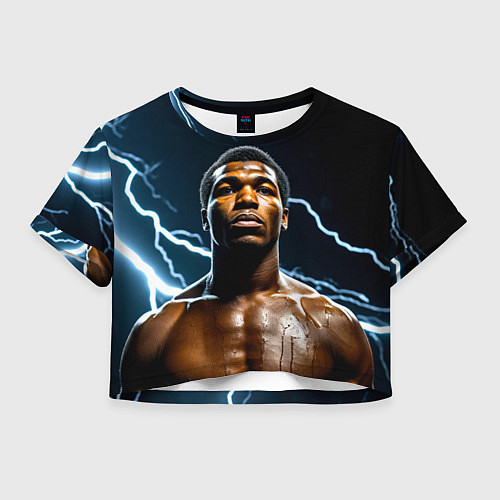 Женский топ Мухаммед Али и молния / 3D-принт – фото 1
