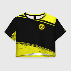 Футболка 3D укороченная женская Borussia жёлтые полосы, цвет: 3D-принт