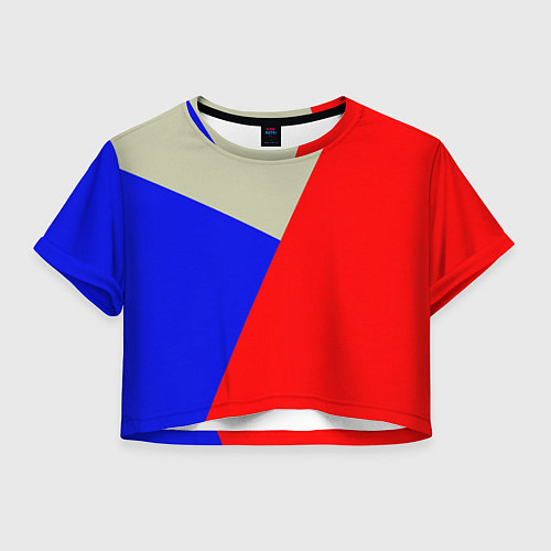Женский топ Серо-сине-красный трёхцветный / 3D-принт – фото 1