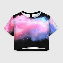 Женский топ Розово-голубое облако на черном фоне