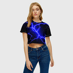 Футболка 3D укороченная женская Color blue black, цвет: 3D-принт — фото 2