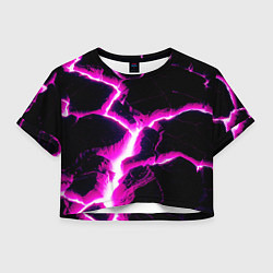Футболка 3D укороченная женская Color pink black, цвет: 3D-принт