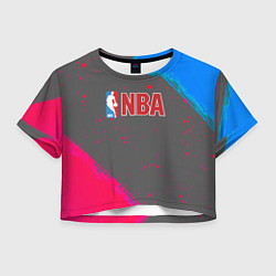 Футболка 3D укороченная женская NBA неоновые краски, цвет: 3D-принт