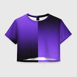 Футболка 3D укороченная женская Чёрно-сиреневый градиент пополам, цвет: 3D-принт