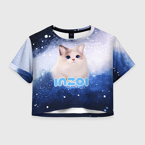 Женский топ Inzoi логотип с белой кошечкой / 3D-принт – фото 1