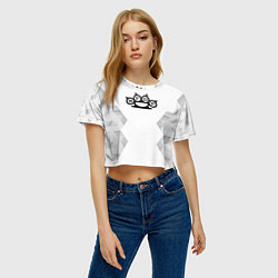 Футболка 3D укороченная женская Five Finger Death Punch white poly, цвет: 3D-принт — фото 2