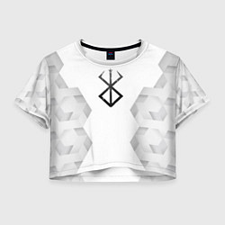Футболка 3D укороченная женская Berserk white poly, цвет: 3D-принт