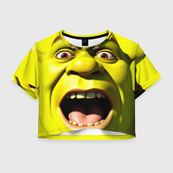 Футболка 3D укороченная женская Шрек лицо кричащее, цвет: 3D-принт