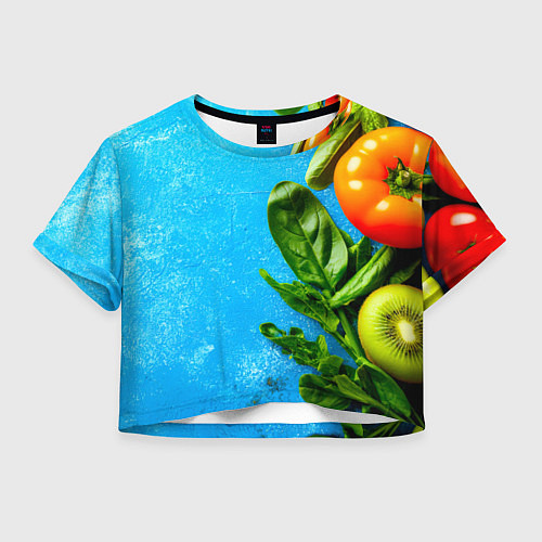Женский топ Здоровое питание на синем / 3D-принт – фото 1