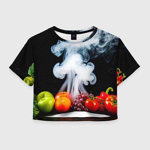 Женский топ Здоровое питание на черном в дыму / 3D-принт – фото 1