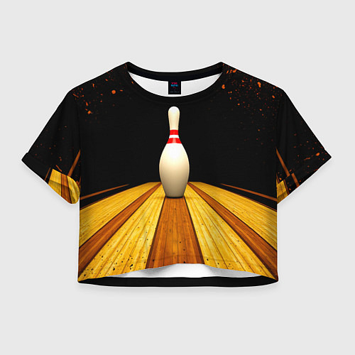 Женский топ Кегля для боулинга на черном / 3D-принт – фото 1