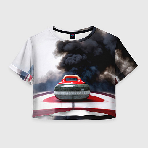 Женский топ Камень для кёрлинга в черном дыму / 3D-принт – фото 1