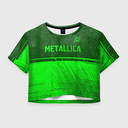 Футболка 3D укороченная женская Metallica - green gradient посередине, цвет: 3D-принт