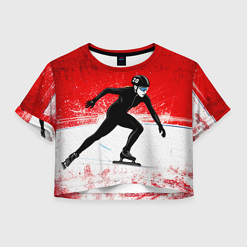 Женский топ Скоростной бег на коньках в красном / 3D-принт – фото 1