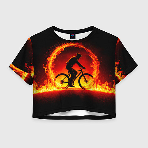 Женский топ Трековый велосипедист в огне / 3D-принт – фото 1