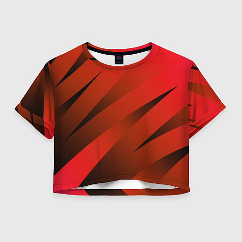Женский топ Красно-коричневый абстрактные полосы / 3D-принт – фото 1