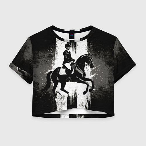 Женский топ Конный спорт на черном / 3D-принт – фото 1