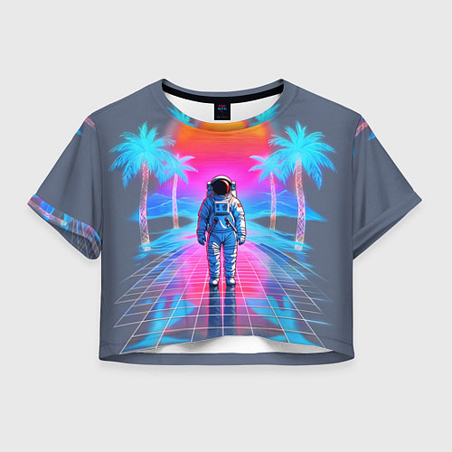 Женский топ Пальмы в космосе - вапорвейв космонавт / 3D-принт – фото 1