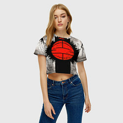 Футболка 3D укороченная женская Стритбольный мяч в чб, цвет: 3D-принт — фото 2