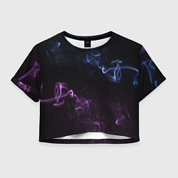 Футболка 3D укороченная женская Color black blue pink, цвет: 3D-принт