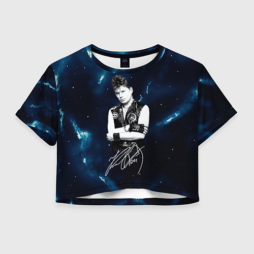 Женский топ Юрий Хой черно-белый портрет с подписью / 3D-принт – фото 1