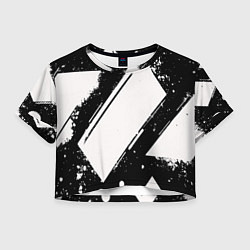 Футболка 3D укороченная женская Color black white, цвет: 3D-принт