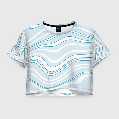 Женский топ Светлый бело-голубой волнистые полосы / 3D-принт – фото 1