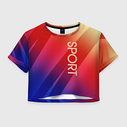 Футболка 3D укороченная женская Sport красно-синий градиент, цвет: 3D-принт