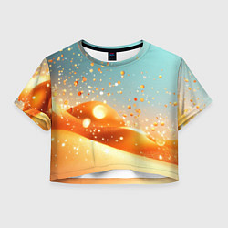 Футболка 3D укороченная женская Золотая песочная абстракция фон, цвет: 3D-принт