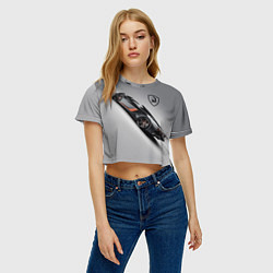 Футболка 3D укороченная женская Lamborghini - racing car, цвет: 3D-принт — фото 2