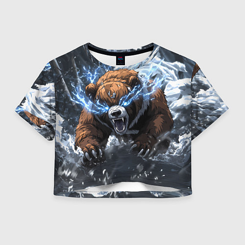 Женский топ Медведь в молниях и облаках / 3D-принт – фото 1