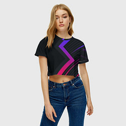Футболка 3D укороченная женская Color black line, цвет: 3D-принт — фото 2