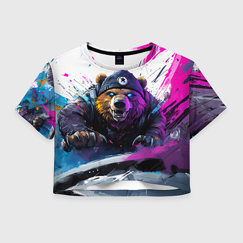 Женский топ Злой медведь и краски / 3D-принт – фото 1