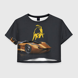 Футболка 3D укороченная женская Lamborghini - motorsport, цвет: 3D-принт