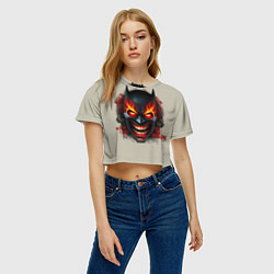 Футболка 3D укороченная женская Огенный Бэтмент, цвет: 3D-принт — фото 2