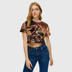 Футболка 3D укороченная женская Doom dark ages, цвет: 3D-принт — фото 2