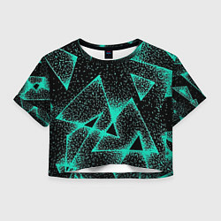 Футболка 3D укороченная женская The triangle is light blue, цвет: 3D-принт