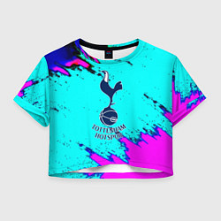 Футболка 3D укороченная женская Тоттенхэм неоновые краски, цвет: 3D-принт