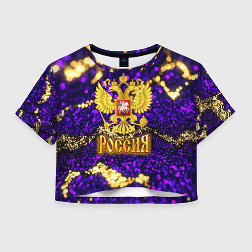 Женский топ Россия - фиолетовая текстура / 3D-принт – фото 1